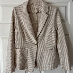 Skies Are Blue Cream Textured Single-Button Blazer